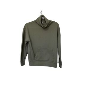 Waffle Knit Funnel Neck Pullover Sweatshirt with Pocket‎ Comfy Casual